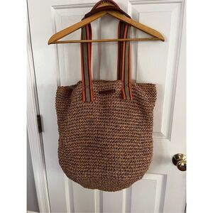 French Connection Oversized Straw Fully Lined Bag NWOT
